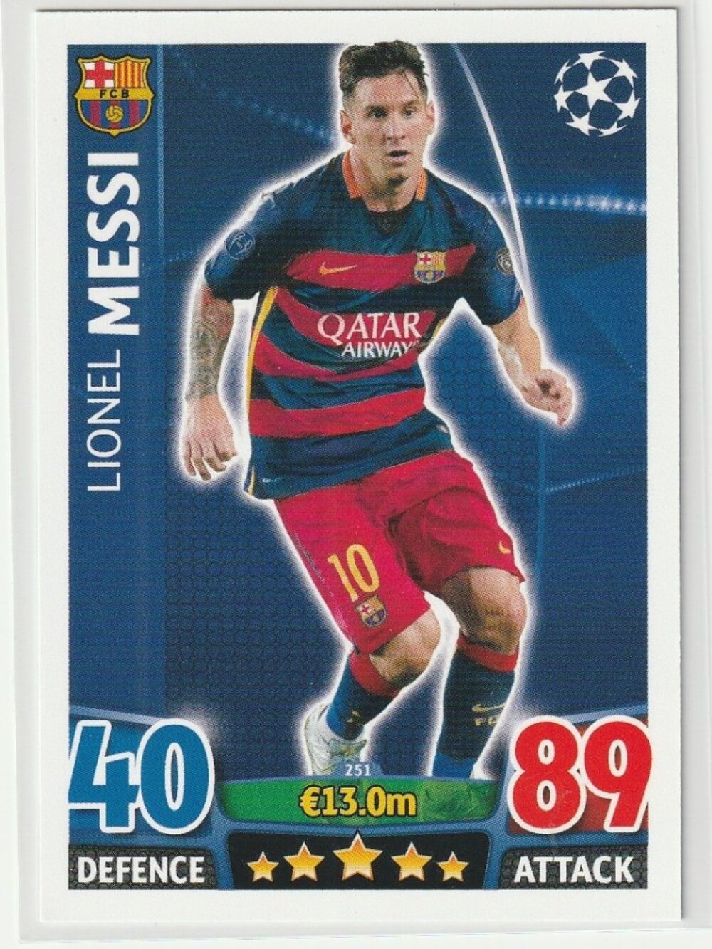 3for$99 LIONEL MESSI 2015-16 Topps Match Attax Champions League Barcelona #2
